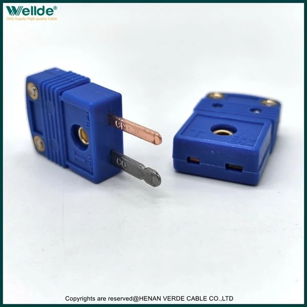Connettore per termocoppia blu a forma di T